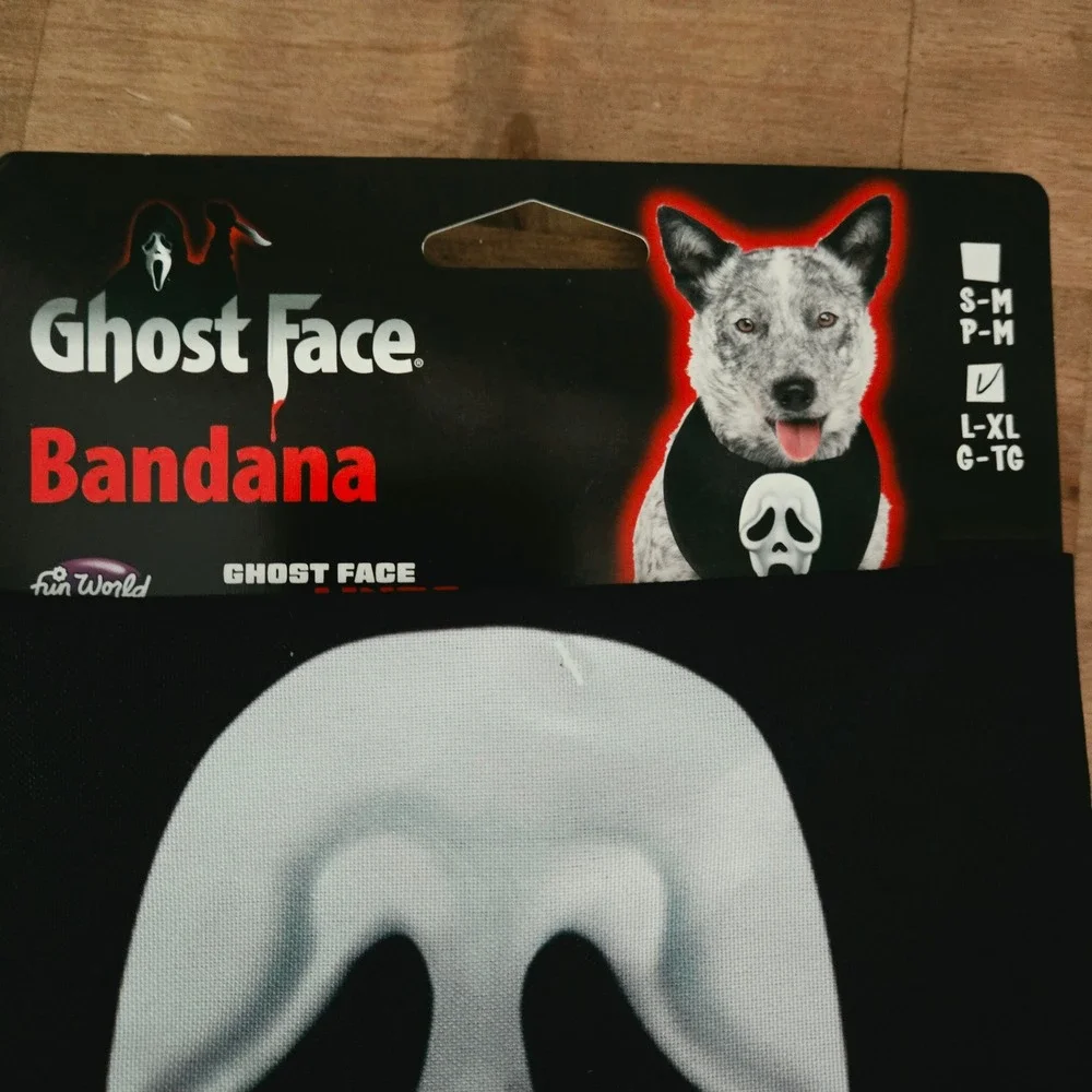Fun World Ghost Face Bandana Pet L/XL Black New Halloween Scream Costume 98124K